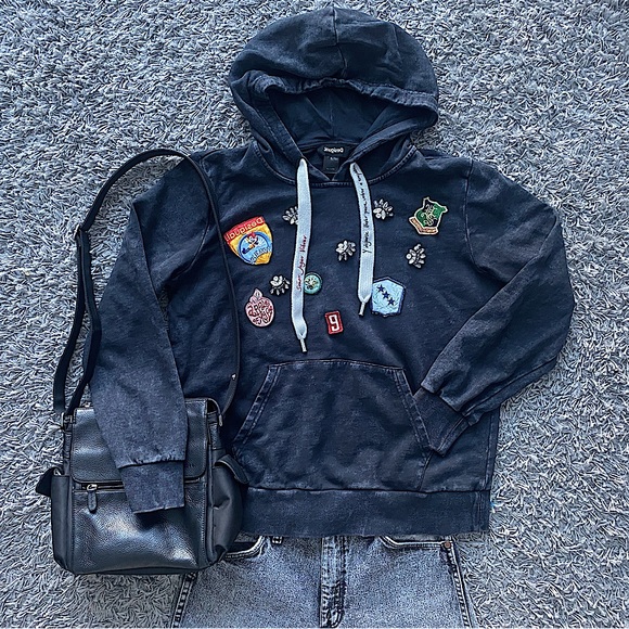 Desigual Tops - Desigual COLLEGE PATCH HOODIE